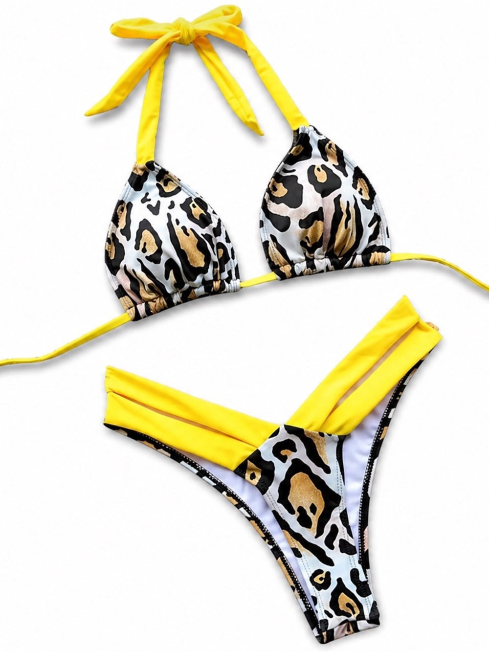 Hot Girl Summer Leopard + Neon Yellow Bikini Set 🔥 NWOT - SIZE SMALL